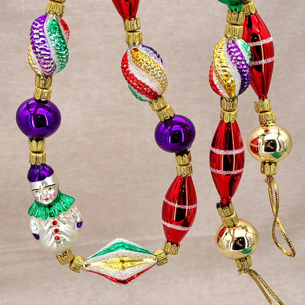 Rare 61" Inge Glas Old World Christmas Garland Glass Carnival Mardi Gras Germany